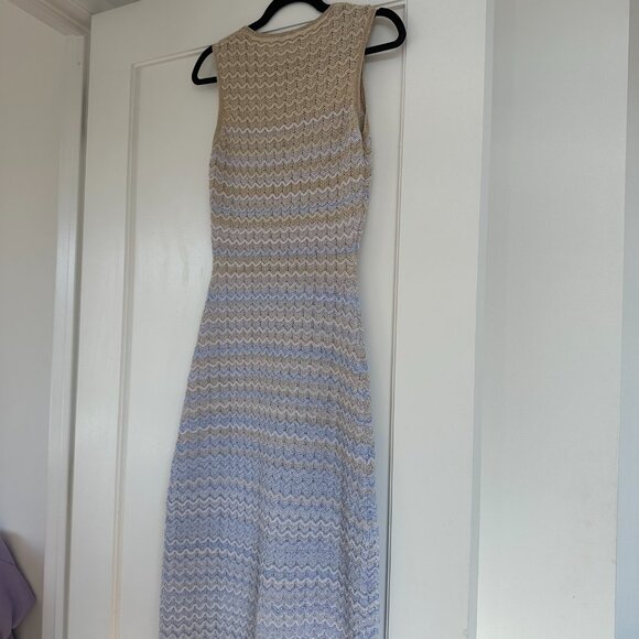 Sandro Midi Dress Knit Zigzag Weave Multicolored Sleeveless Back Slit Sz Small - Picture 10 of 12